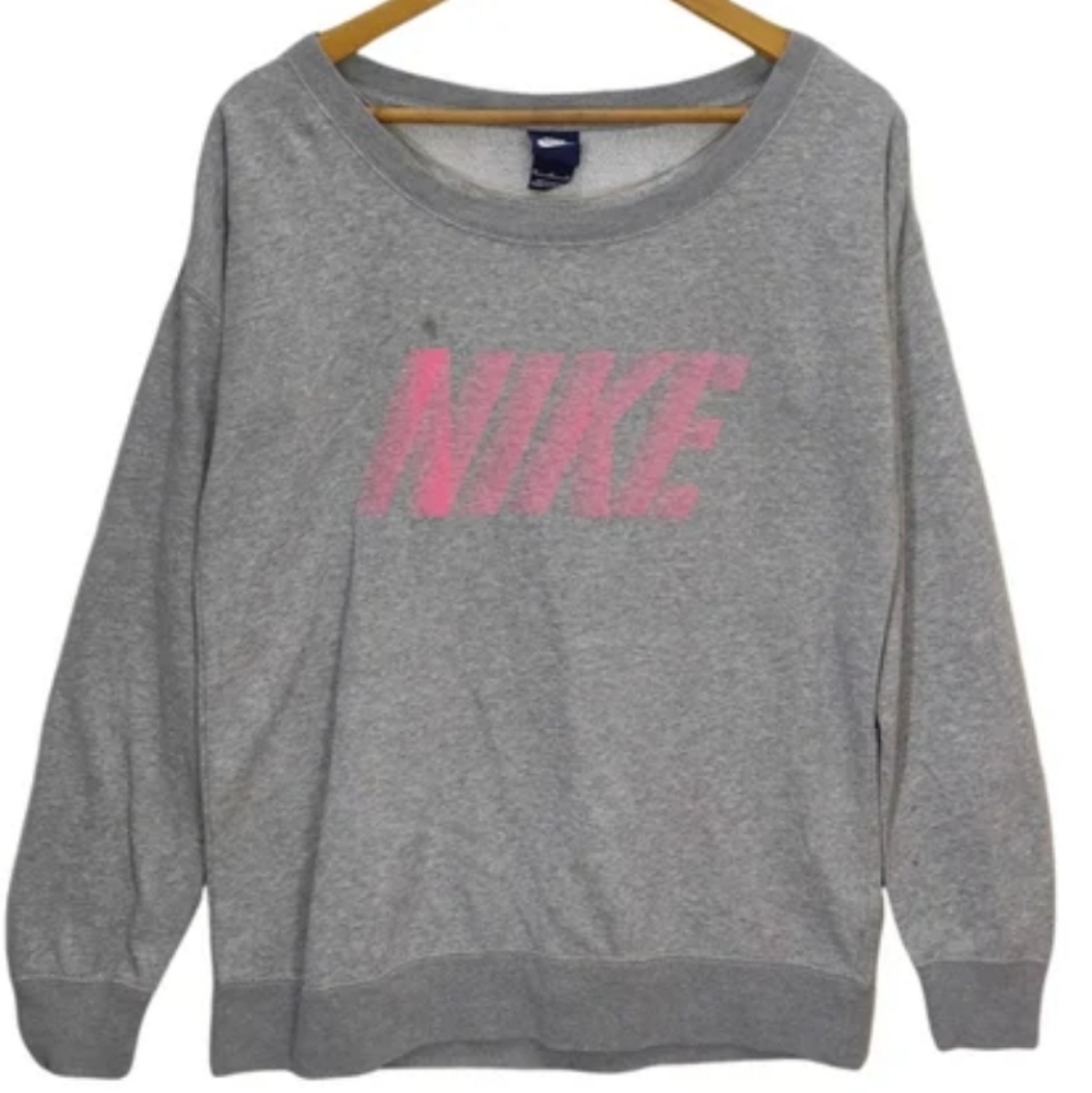 Nike Vintage spell out pullover gray pink sweatshirt sz Small